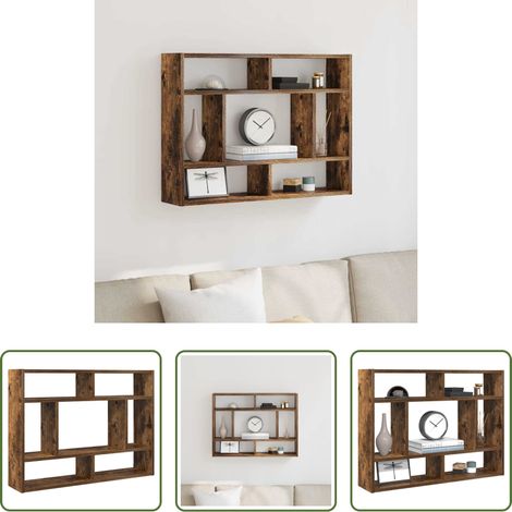 Rangement mural - Étagère murale Chêne fumé 75x16x55 cm Bois d'ingénierie (1/5)