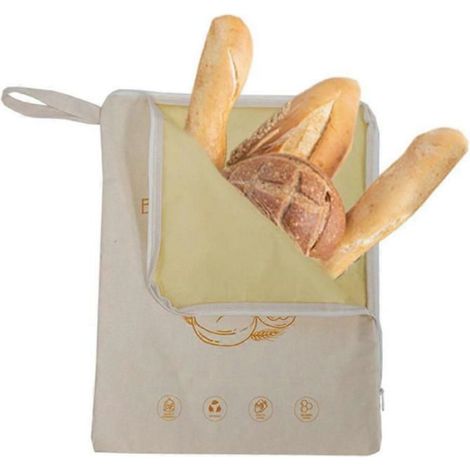 Sac À Pain En Coton Naturel - Cire D'abeille Alimentaire - Pour Conservation Du Pain Et Des Fruits - 43 X 33 Cm - 1 Pièce (1/5)