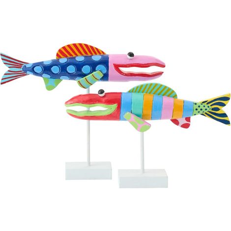 Lot de 2 Poissons Déco sur Pied "Umi" 46cm Multicolore
