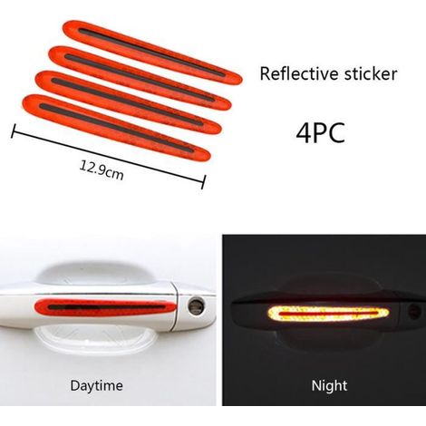 4 autocollants réfléchissants pour portes de voiture, protection anti-collision et anti-rayures, rouge, universel pour Peugeot et autres marques