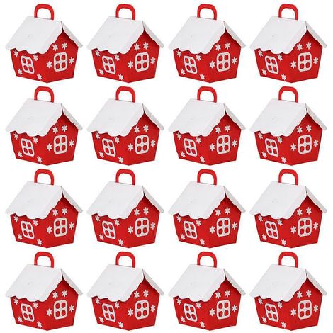 25 boîtes à bonbons rouges en forme de petite maison, joli contenant, boîtes cadeaux de Noël tendance pour mariage, maison, fête, festival (Petite maison rouge de Noël)-8X6X10CM-Red