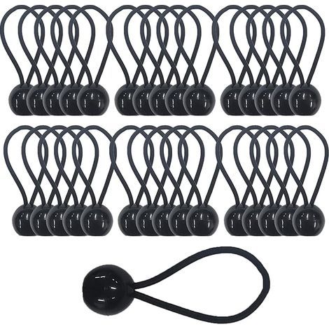 30pcs Tendeur Elastique avec Boule, Sandow Elastique, Tendeur Bache pour Bannière, Pavillon, Bâche, Camping, Tente, Rideaux Harnais d’Extension, Épaisseur 3.5mm Très Fort (30) (1/4)
