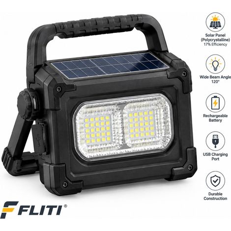 Projecteur LED Rechargeable 100W Sans Marque Portable Panneau Solaire 4 Modes Éclairage Puissant Batterie 10000mAh pour Chantier (1/5)