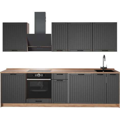 Cucina componibile Fame-Line, Grigio scuro/Rovere dorato, 280 cm senza piano di lavoro, Vicco (1/5)