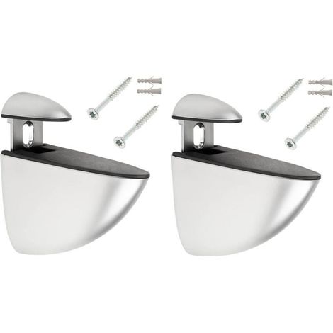 2x support étagère murale 66mm réglable type pelican métal couleur argent chromé brillant avec vis + cheville cuisine salle de bain meuble taquet attache universel (1/4)