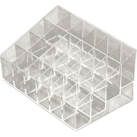 Boîte de rangement en plastique transparent à 24 compartiments pour bijoux, rouge à lèvres, maquillage