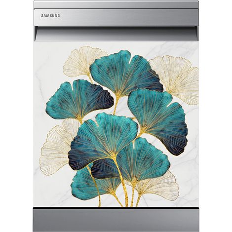 Stickers Lave vaisselle - Feuilles - 60x60 cm - Adhésif BRILLANT (1/2)