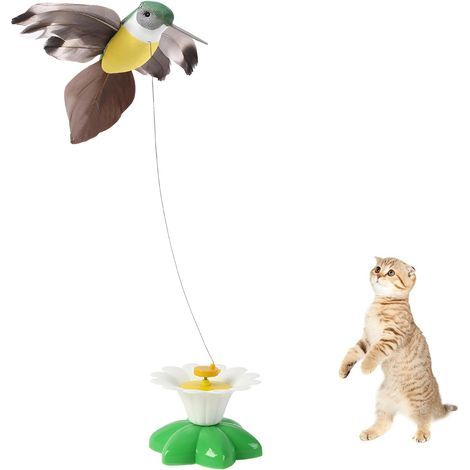 Jouet interactif pour Oiseaux pour Chats, Jouet interactif Amusant pour Oiseaux Volants électriques rotatifs,Rotation à 360 degrés (Medium,Oiseau) (1/5)