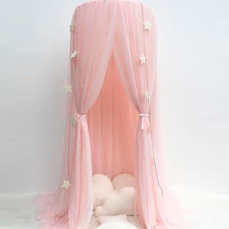 Moustiquaire de lit enfant élégante en maille rose pour chambre de bébé (1/5)