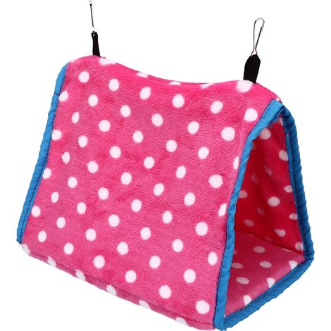 Hamac triangulaire pliable pour oiseaux et petits animaux - Confortable, portable avec crochets - Rose (1/5)