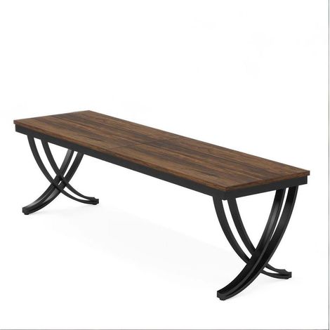 Scrivania da ufficio doppia 200 x 70 cm in metallo e legno, nera e marrone rustico, MODENUIT (1/5)