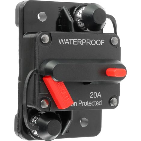 Disjoncteur de batterie 20 A à réarmement manuel, porte-fusible 20 A, 12 V-48 V CC, protection pour camping-car, caravane, remorque, scooter