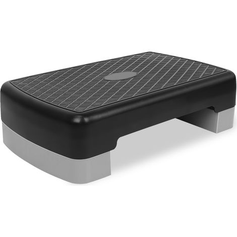 Step de fitness 45,7 cm – Plateforme aérobic réglable en hauteur (10,2-15,2 cm), capacité 150 kg, antidérapante – Idéal pour musculation et cardio – Gris