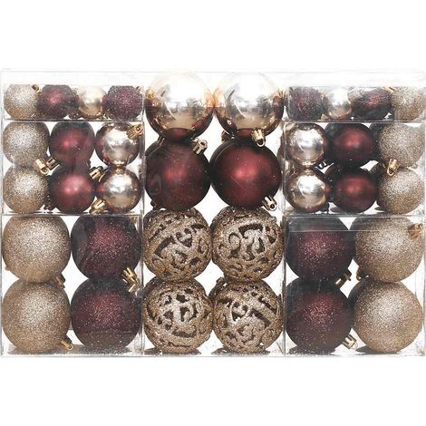 Boules de Noël 100 pcs champagne et marron 3 / 4 / 6 cm (1/5)