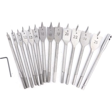 Jeffergarden Foret cloche antirouille et résistant à l'usure, plat, pour le travail du bois, 6-25 mm, pour outils de perçage électriques-DOU