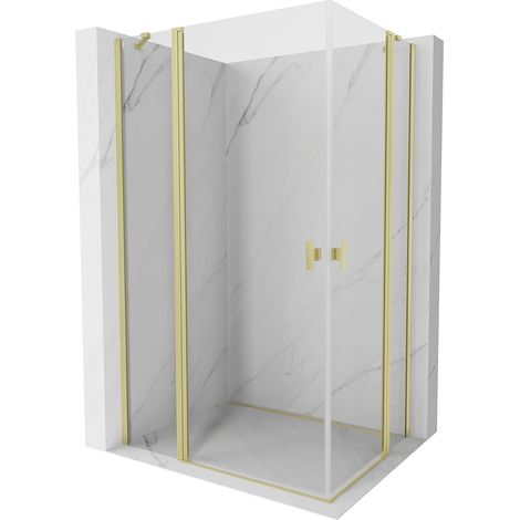 Mexen Mist Duo Duschkabine schwenkbar 95 x 85 cm, transparent, gebürstetes Gold - 8A4-095-085-55-00 (1/5)
