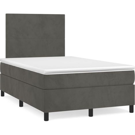 Cama box spring colchón y LED terciopelo gris oscuro 120x190 cm vidaXL (1/5)