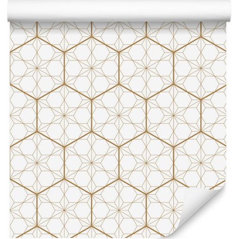 Papel pintado geométrico y hexagonal para salón y dormitorio, 50x1000 cm. (1/5)