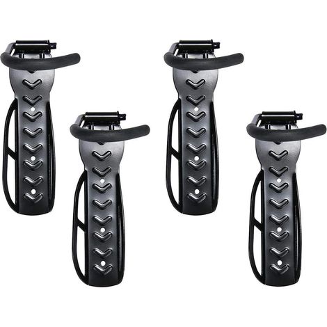 4er-Pack Fahrradständer, Fahrradhaken, Wandhalterung, Fahrradhalter, wandmontierte Fahrradständer, platzsparend, schwarze Fahrradwandhalterung aus Stahl für 4 Fahrräder, Wandhalterungen mit Zubehör