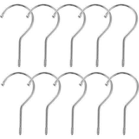 Set mit 10 robusten Schraubhaken für Kleiderbügel und die Aufbewahrung von Kleidung zu Hause – 10,00 x 5,20 x 0,40 cm – Silber (1/4)