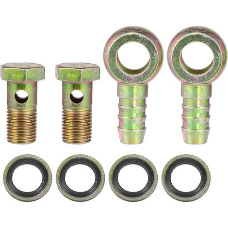 Raccord Banjo Tuyau Barbillon 14mm M14x1.5 2 Pièces pour Freinage Type: Boulon Banjo, Applications: Alimentation, Dimensions: Vis 35x19mm, Contenu: 2 Raccords 2 Vis 4 Rondelles (1/5)