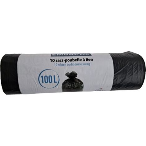 Sacchetto nero da 100 litri x 10 pezzi, 20 micron