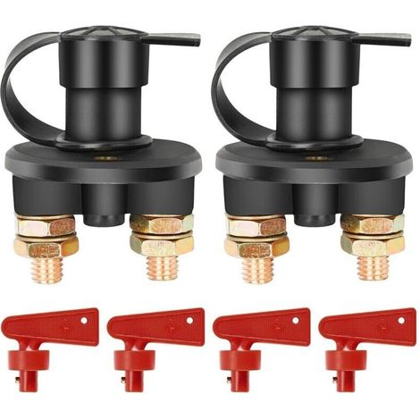Coupe Circuit Batterie 12V/24V, 2 pièces Déconnexion d'isolateur de Batterie Interrupteurs Batterie Voiture Coupe Batterie pour Voitures Camping-Cars Camions Navires Yachts