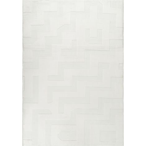 Alfombra para salón estilo moderno forma rectangular jacquard 160 x 230 cm pelo corto blanco crema Gingera (1/5)