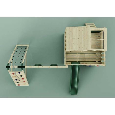 PolarPlay Spielturm Finn aus Holz in GrünKinderschaukel (1/5)
