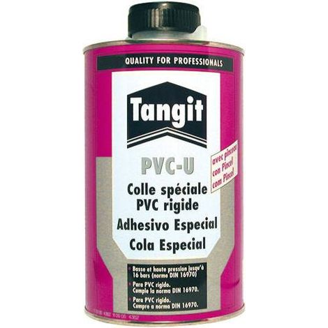 Colle en gel spéciale PVC rigide TANGIT , boite de 1 litre avec pinceau