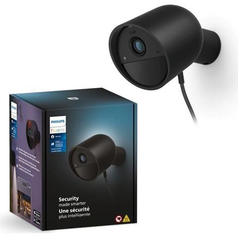 Kabelkamera - Philips Hue - Sicher - HD 1080P - Innen- oder Nutzung im Freien - Steuerung mit einer einzigen App - Schwarz