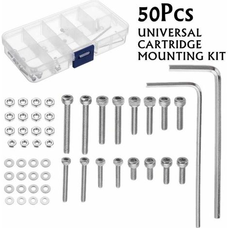 50pcs/Set M2.5 Universal Turntable Head Cartridge Mounting Kit Stainless Steel Bolts Screws Nuts Set with Case (1/4)