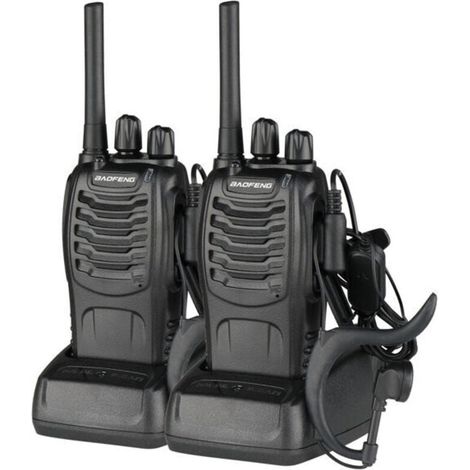 Walkie-talkie BF-88E de 1500 mAh con autonomía ultralarga, estándar de la UE, color negro