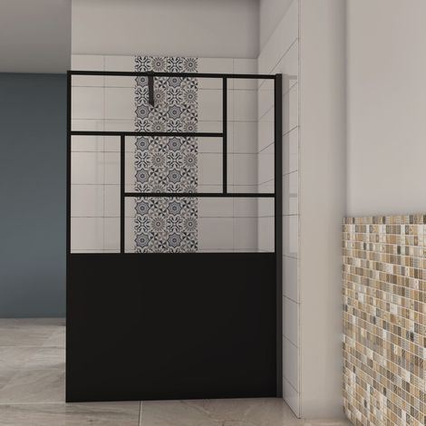 AICA Paroi de douche style Atelier 120x200cm,avec une barre de fixation 90cm,en 8mm verre anticalcaire,Paroi douche italienne,Conception et intimité (1/5)