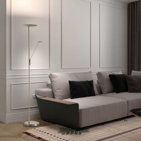 Lampadaire Avec Liseuse Et Cct Solis Chrome Mat (1/5)