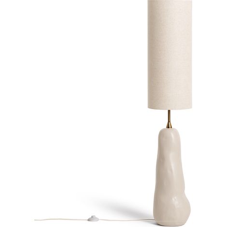 Ledkia – Lampe à poser céramique taupe – Abat-jour en tissu – Hauteur 50cm – Éclairage chaleureux pour salon et bureau (1/5)