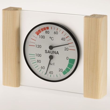 Infraworld Klimamesser mit Glas Holzrahmen in Fichte Sauna Thermometer Hygrometer (1/5)