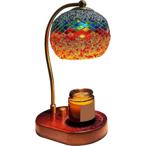 Lampe chauffe-bougie mosaïque avec variateur - Chauffe-cire électrique en vitrail, style Tiffany, prise américaine (1/5)