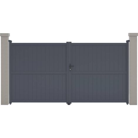 Gartentor aus Aluminium Maurice - 349.5 x 180.9 cm - Grau