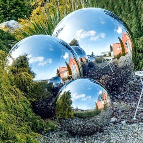 En Acier Inoxydable Poli Miroir 50 à 150 mm Boule réfléchissante Flottante pour décoration de Jardin 6 PCS (1/5)