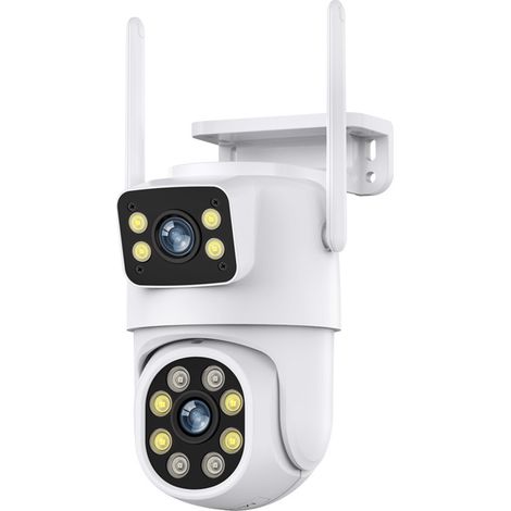 2,5K WLAN-Überwachungskamera für den Außenbereich, PTZ 360° Outdoor-IP-Kamera mit Doppelobjektiv, Farbnachtsicht, intelligente Personenerkennung, Zwei-Wege-Audio, IP66 wasserdicht