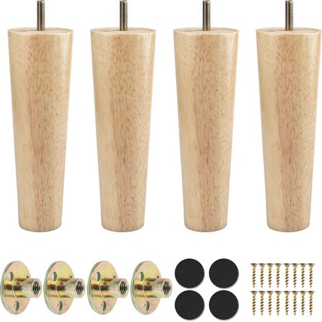 Lot de 4 pieds de meubles coniques massifs de 20 cm avec vis M8 (1/5)