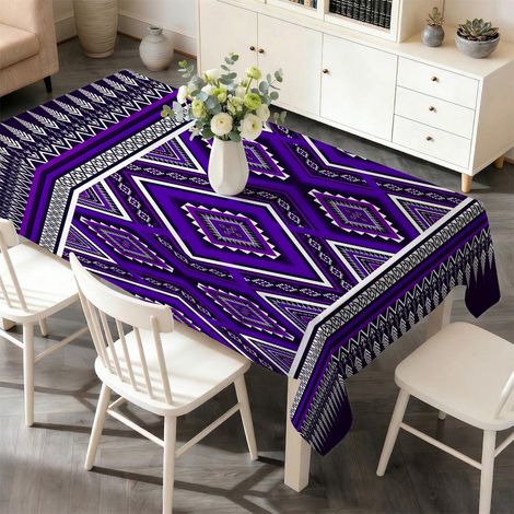 Mantel rectangular impermeable Aztec de 140x240 cm, reutilizable, de poliéster con estampado geométrico. (1/5)