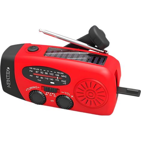 Radio d'urgence Solaire Dynamo à Manivelle AM/FM, Powerbank 2000mAh (1/5)