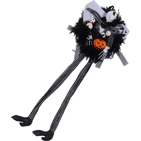 Couronne d'Halloween, citrouille, crâne, guirlande effrayante, décoration murale pour porte d'entrée (1/5)