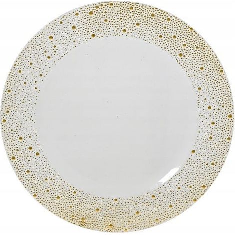 Assiette inférieure en plastique blanc avec bordure argentée mouchetée, 33 cm (1/2)