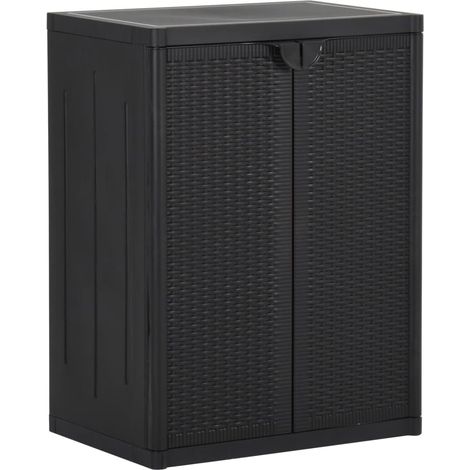 Armoire de rangement Meuble de rangement de jardin Noir 65x45x88 cm PP Rotin RTJEX515077 (1/5)
