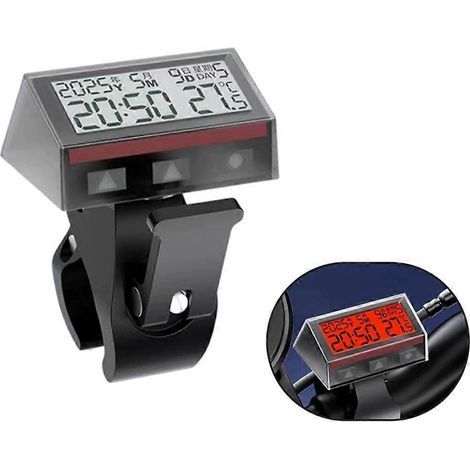 Capteur auto Motorcycle Ebike Solar Power Clock with Date Week température LCD Backlit Display Waterproof Thermometer with Stand A