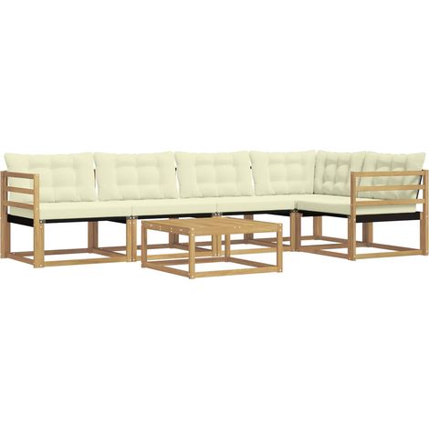 Set di divani da esterno 6 pz Bianco e Crema vidaXL (1/5)