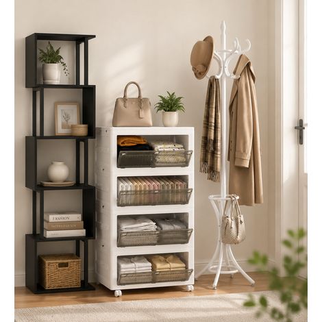 Set da ingresso per la famiglia (3 pezzi) – Contenitore con ruote da 168 L, libreria con motivi geometrici e appendiabiti con 12 ganci (1/5)